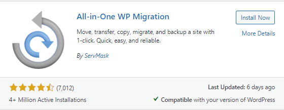 Wordpress migration plugin