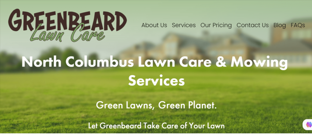 Green Beard website: Example of basic lawncare website design 