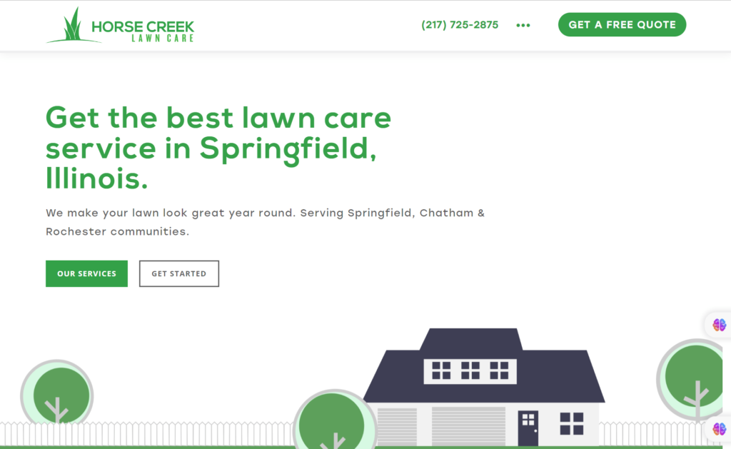 Horse Creek example of lawncare website