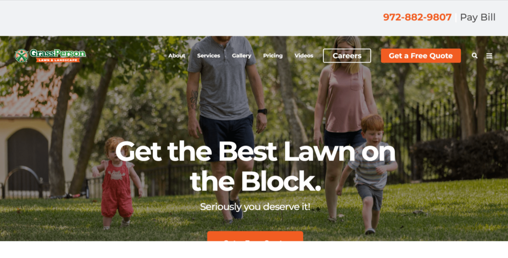 GrassPerson is one of the top listed lawncare website and SEO optimized.