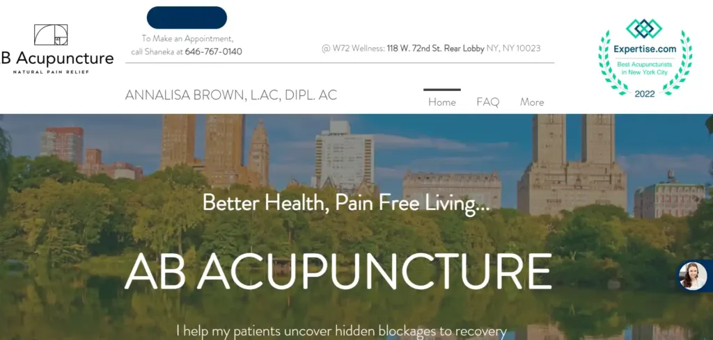 Screenshot of Acupuncturist Website Design Example #7 (AB Acupuncture website)