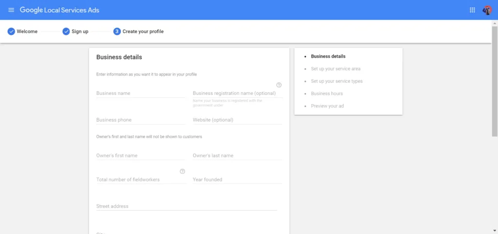 Step 2 to Set Up Google Local Services Ads