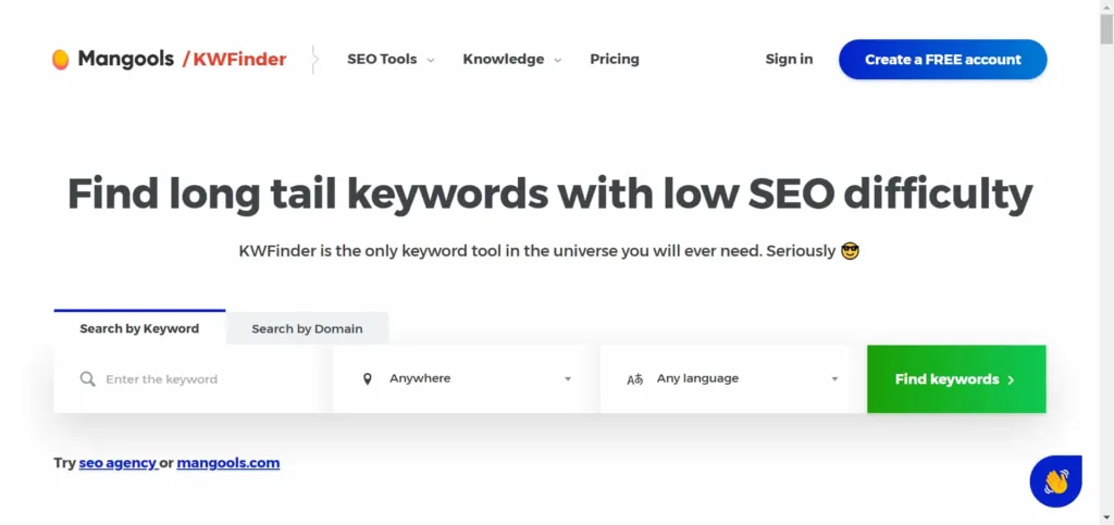 KWFinder- SEO keyword tool