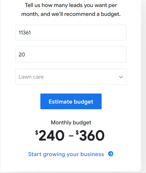 Google's ads cost tool