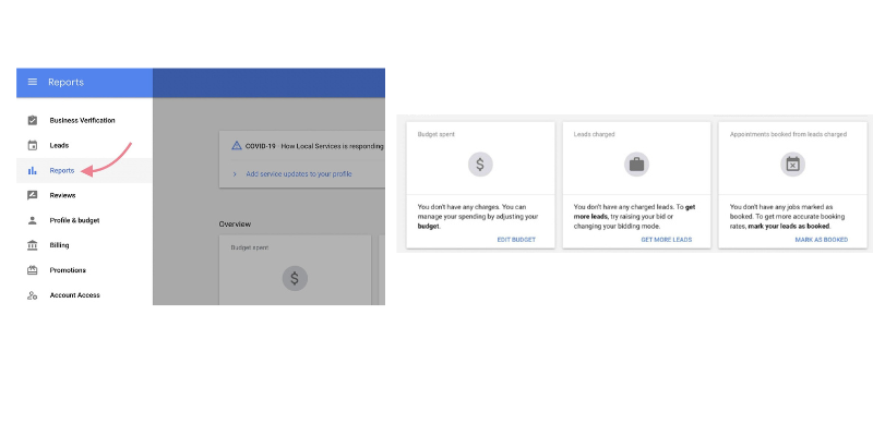 Manage Reports feature of google local ads