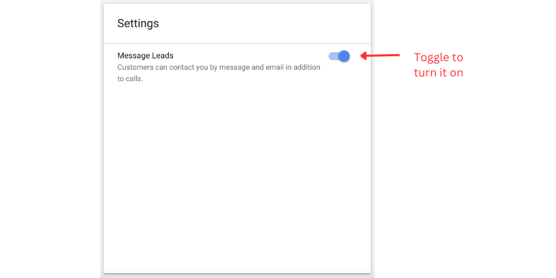 Google local ads message leads setting