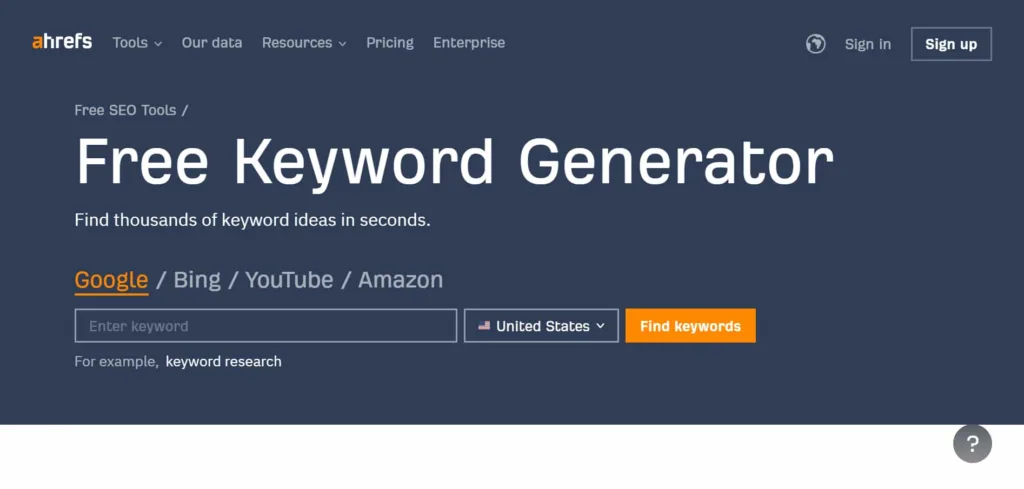 Ahrefs-SEO keyword tool