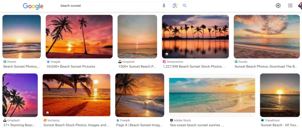 Example of Entities in Image Search