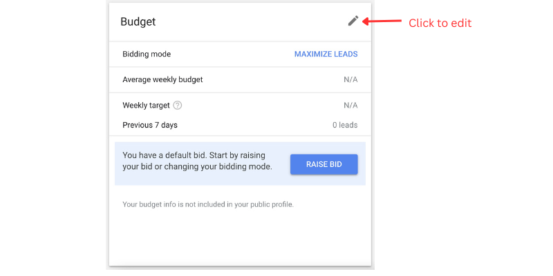 Budget box feature of google local ads