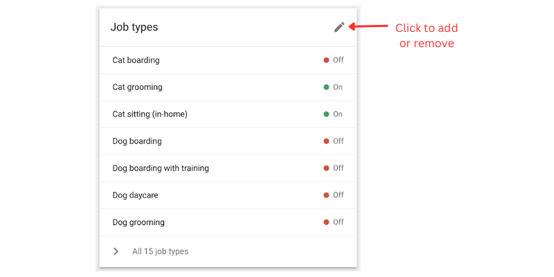 Google local ads job types feature