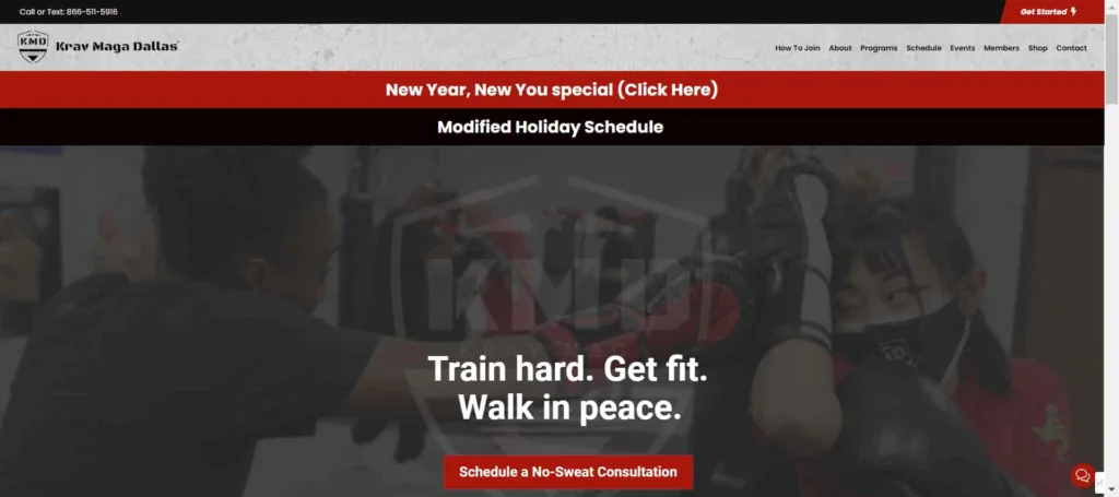 Krav Maga Dallas fitness website desugn