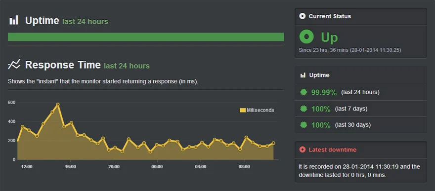 Showing Uptime monitoring report. 