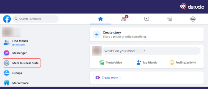 showing facebook dashboard where "meta business suite " is marked 