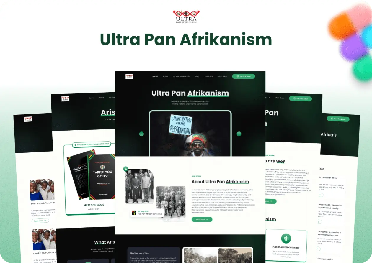 This image showing a Mockup of African community website developed by Debuggers Studio