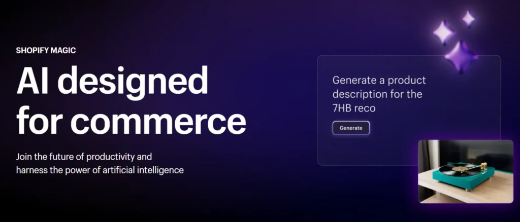 Screenshot of Shopify Magic, an AI tool for eCommerce