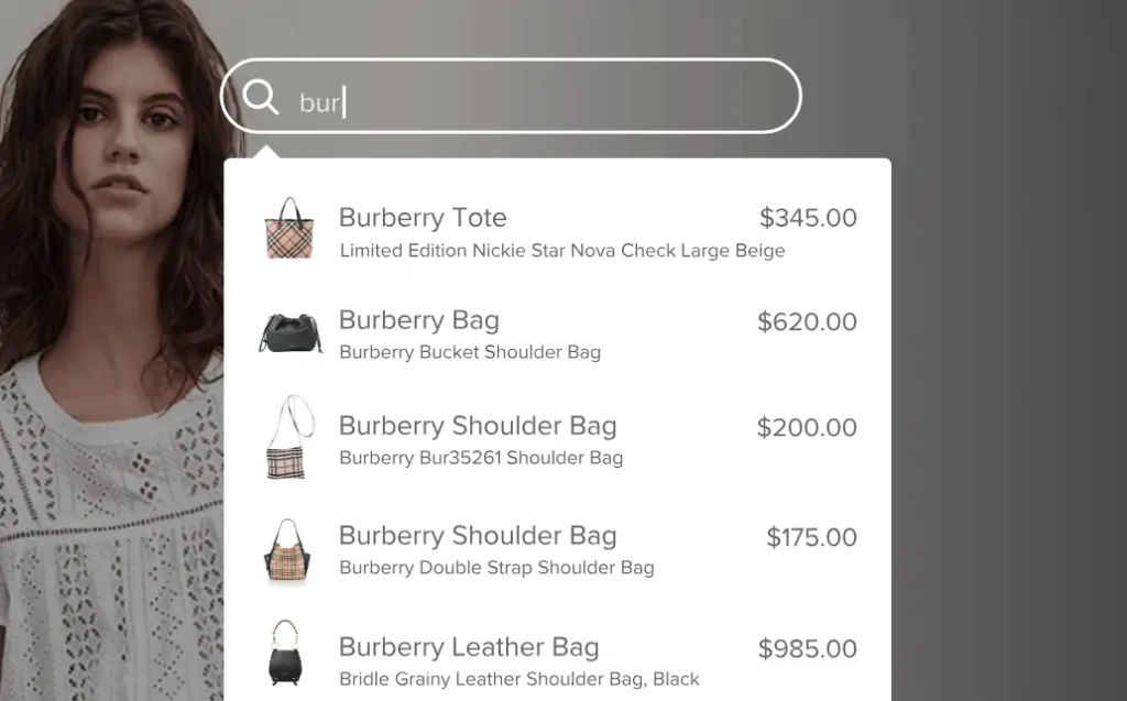 Screenshot of SearchIQ, an AI tool for eCommerce